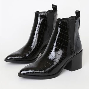 Size 8 - Steve Madden Black Croc Booties